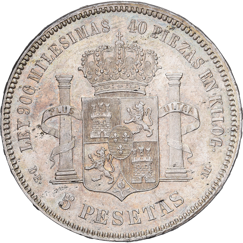 Spagna, Alfonso XII, 5 Pesetas, 1876, Madrid, Argento, SPL-