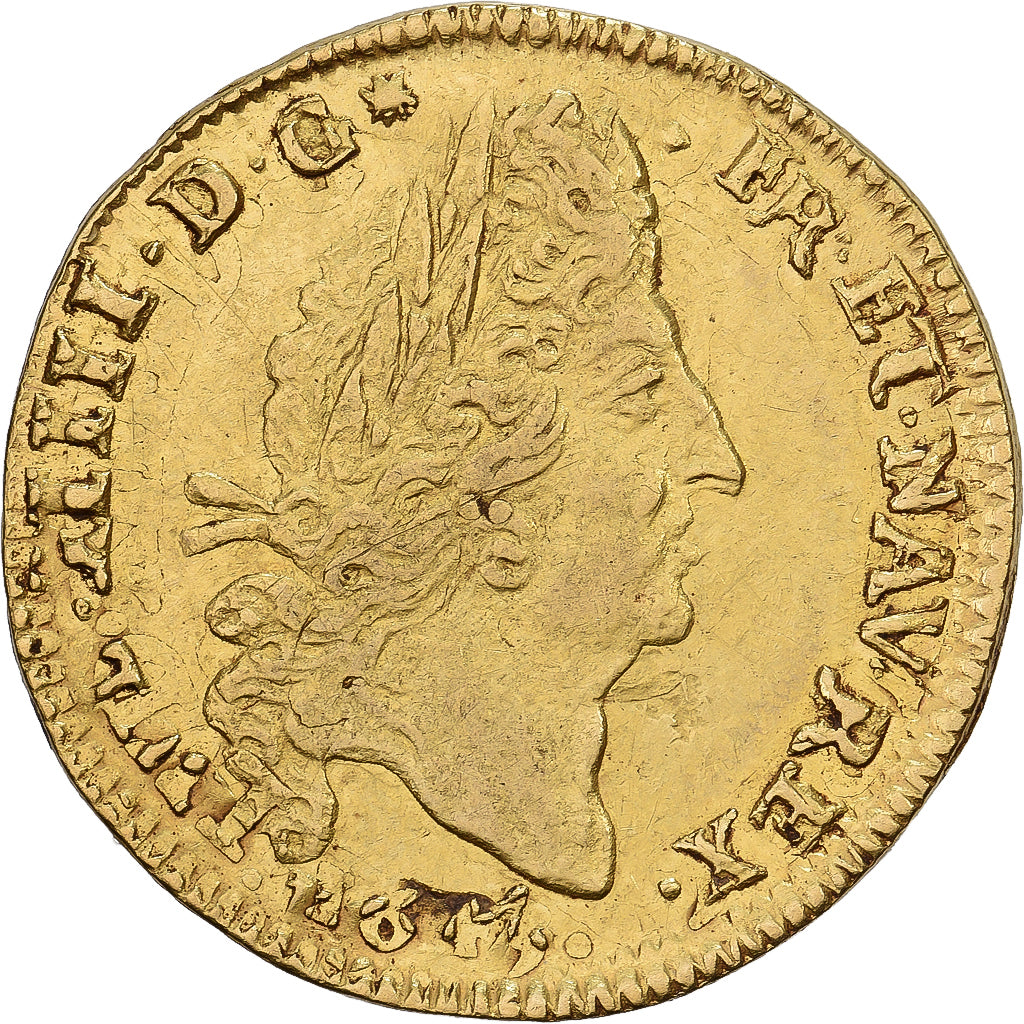 Francia, Louis XIV, 1/2 Louis d'or aux 4 L, (1693-1694), Bourges, Oro, MBC+