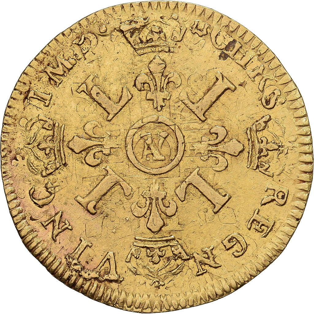 Francia, Louis XIV, 1/2 Louis d'or aux 4 L, (1693-1694), Bourges, Oro, MBC+