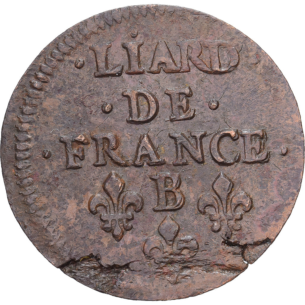 Francia, Louis XIV, Liard de France, 1656, Pont-de-l'Arche, Rame, BB+