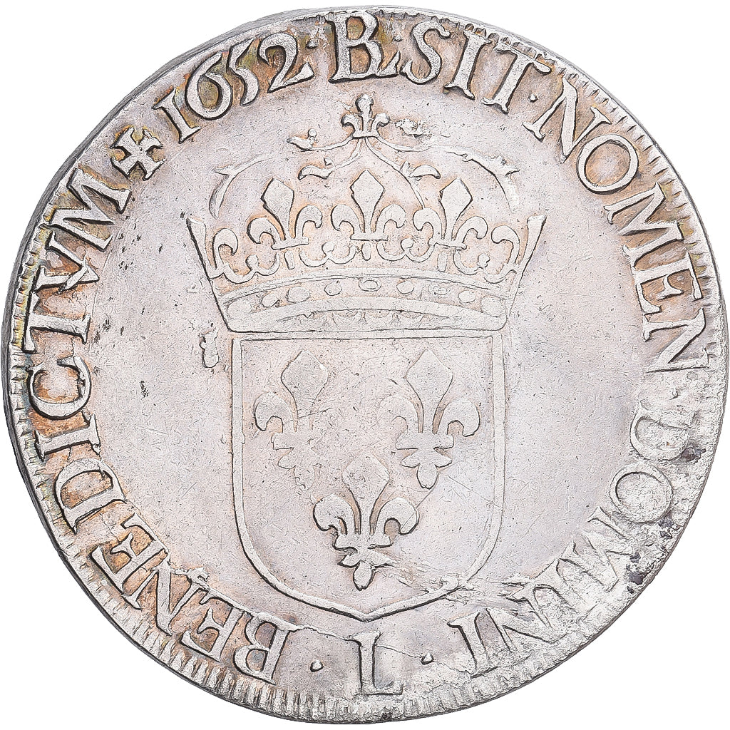 France, Louis XIV, Écu à la mèche longue, 1652, Bayonne, Argent, TB+