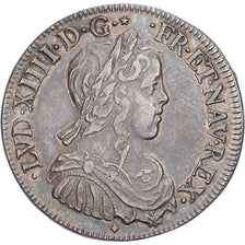 France, Louis XIV, 1/2 Écu à la mèche longue, 1657, Lyon, Silver, AU(50-53)