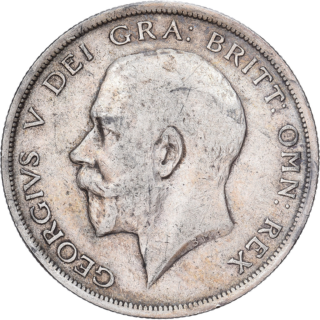 Gran Bretaña, George V, 1/2 Crown, 1915, Plata, BC+, KM:818.1