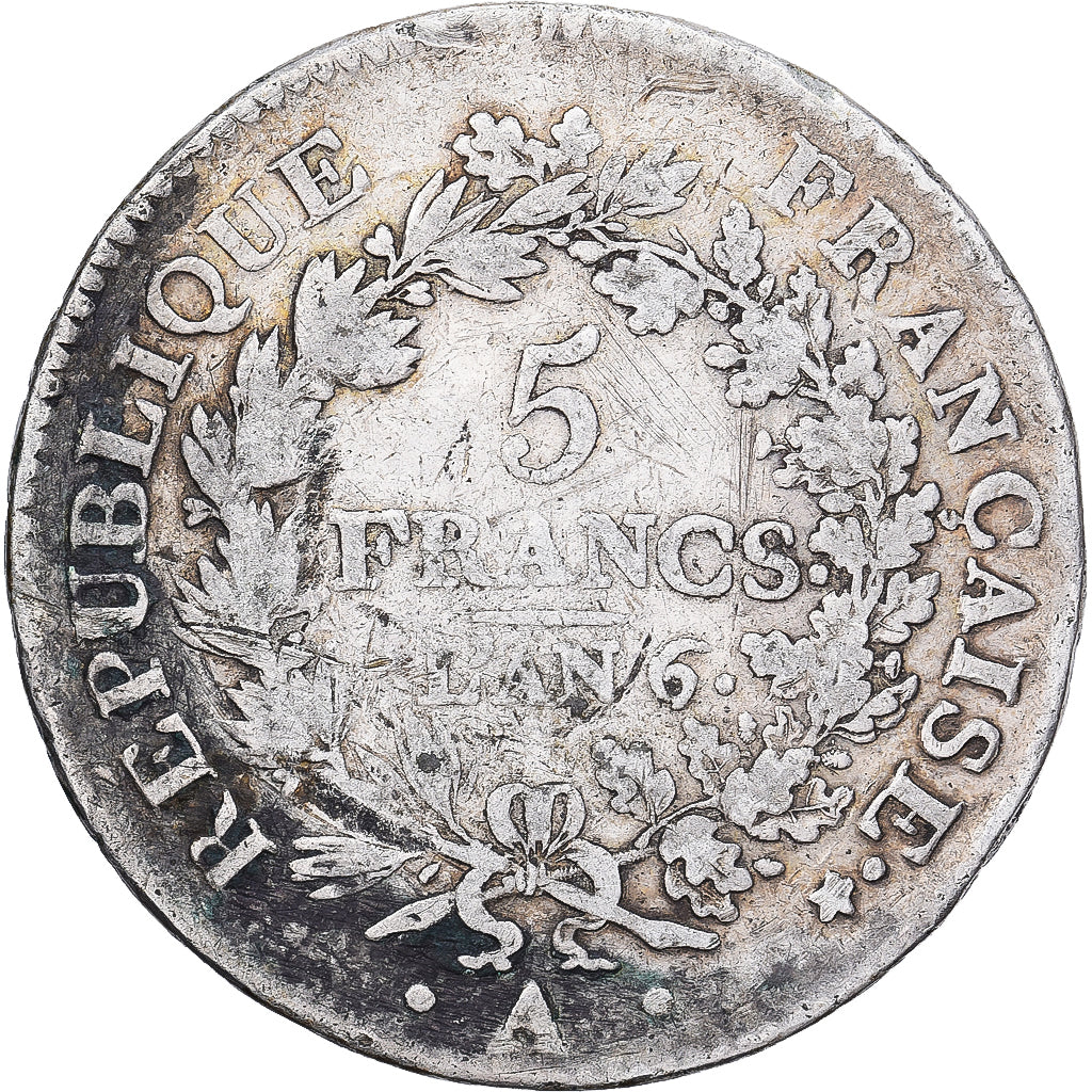 France, 5 Francs, Union et Force, 1797-1798, Paris, Silver, VF(20-25), KM:639.1