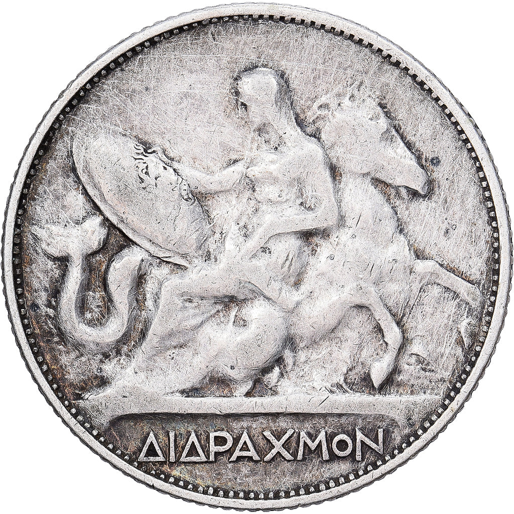 Grecia, George I, 2 Drachmai, 1911, Plata, BC+, KM:61