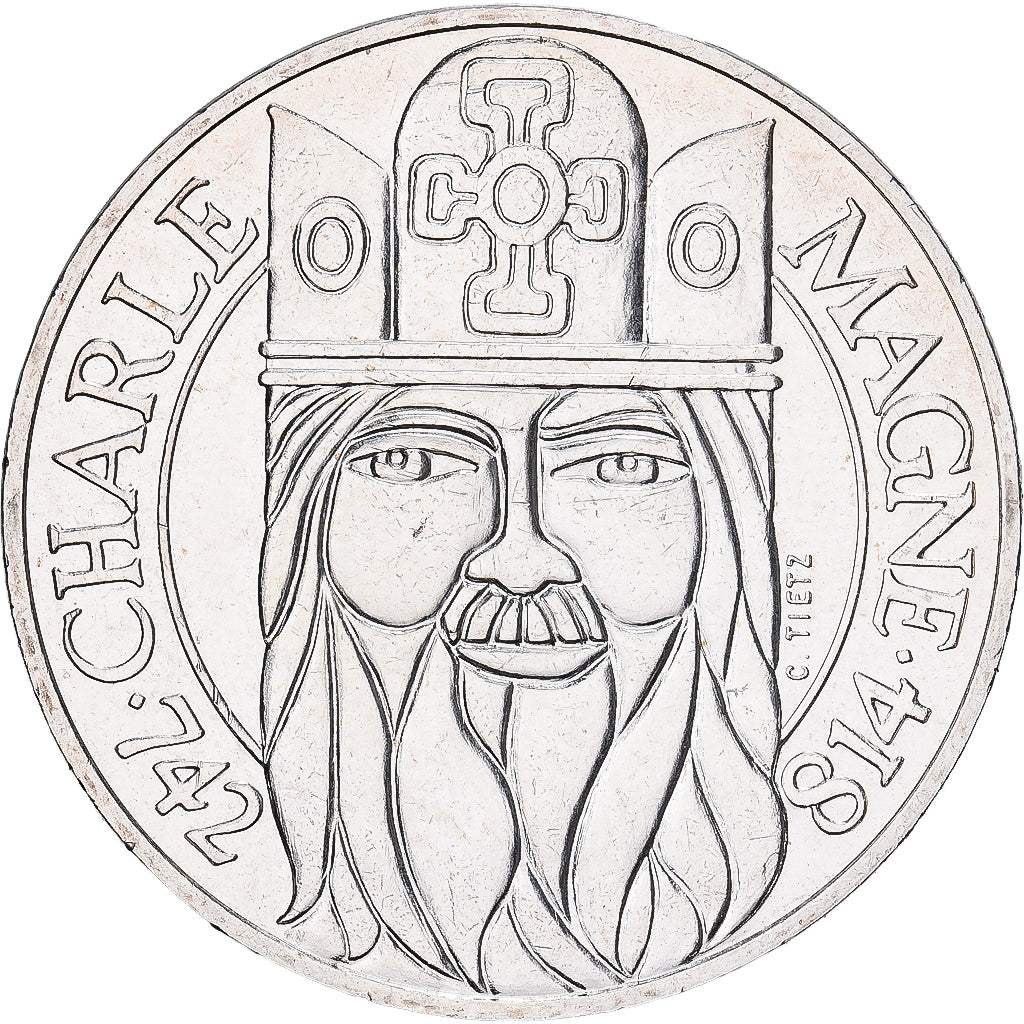 Francia, 100 Francs, Charlemagne, 1990, Plata, EBC, KM:982