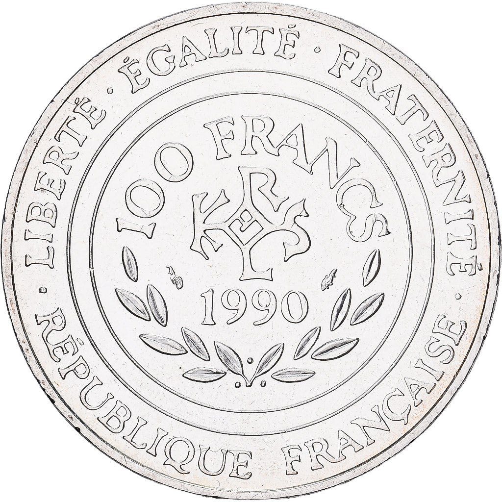 Francia, 100 Francs, Charlemagne, 1990, Plata, EBC, KM:982