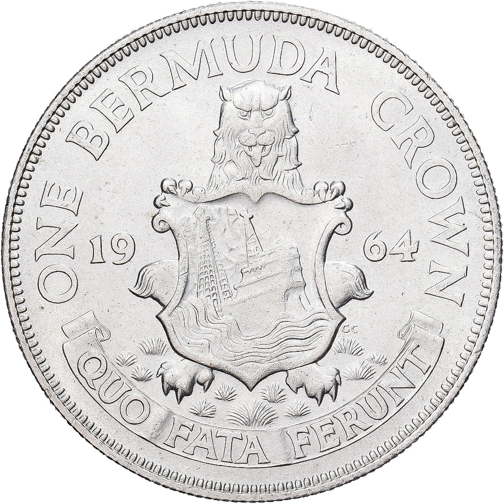 Bermudas, Elizabeth II, Crown, 1964, Plata, MBC, KM:14