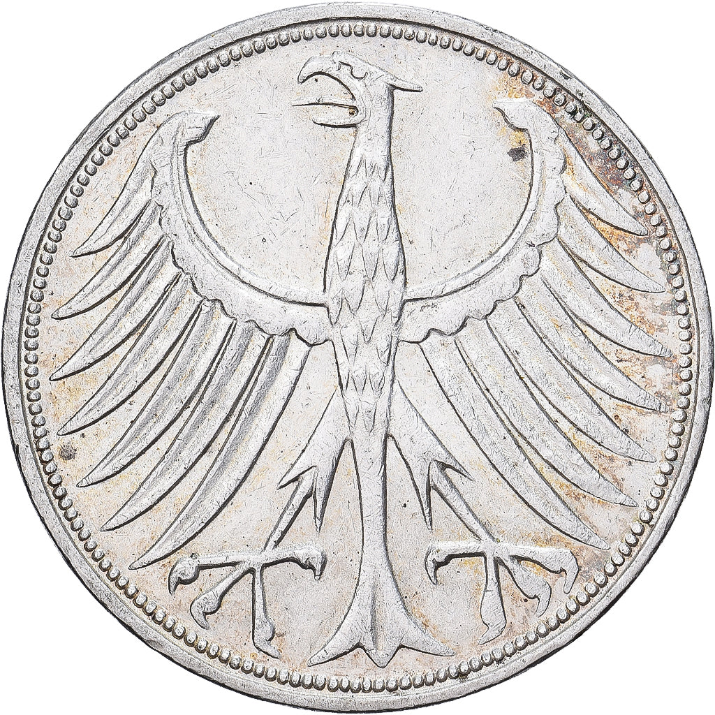 Federal Republic of Germany, 5 Mark, 1966, Stuttgart, Silver, AU(50-53)