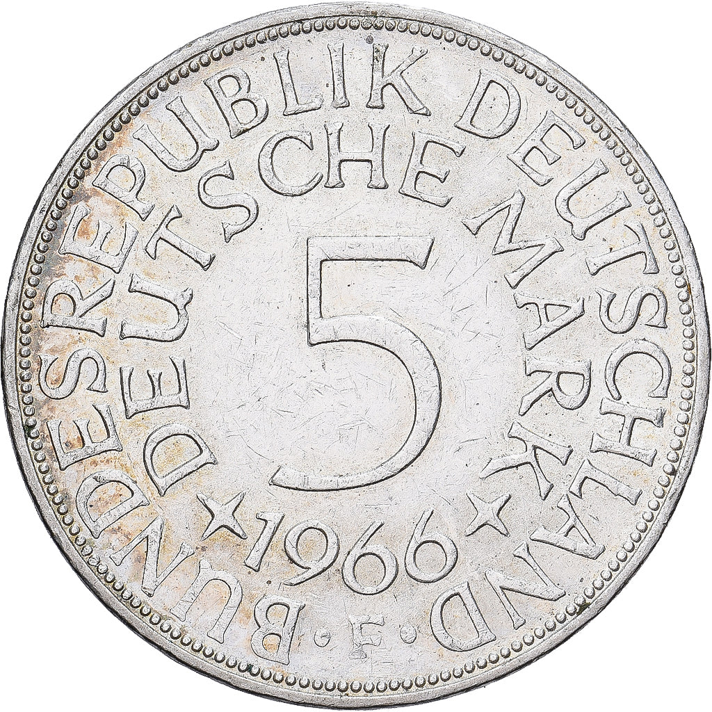 Federal Republic of Germany, 5 Mark, 1966, Stuttgart, Silver, AU(50-53)