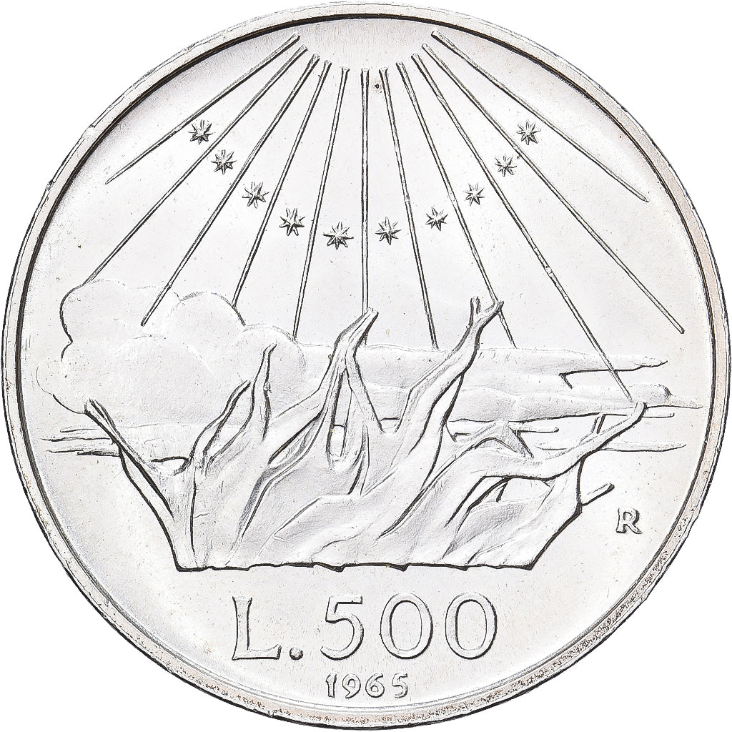 Italia, 500 Lire, 1965, Rome, Plata, EBC+, KM:100