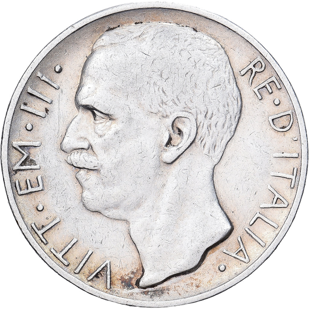 Italia, Vittorio Emanuele III, 10 Lire, 1927, Rome, Plata, BC+, KM:68.2