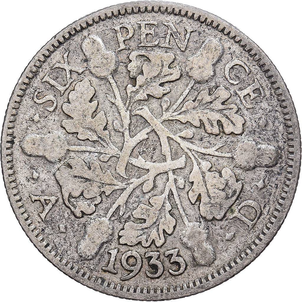 Great Britain, George V, 6 Pence, 1933, Silver, F(12-15), KM:832