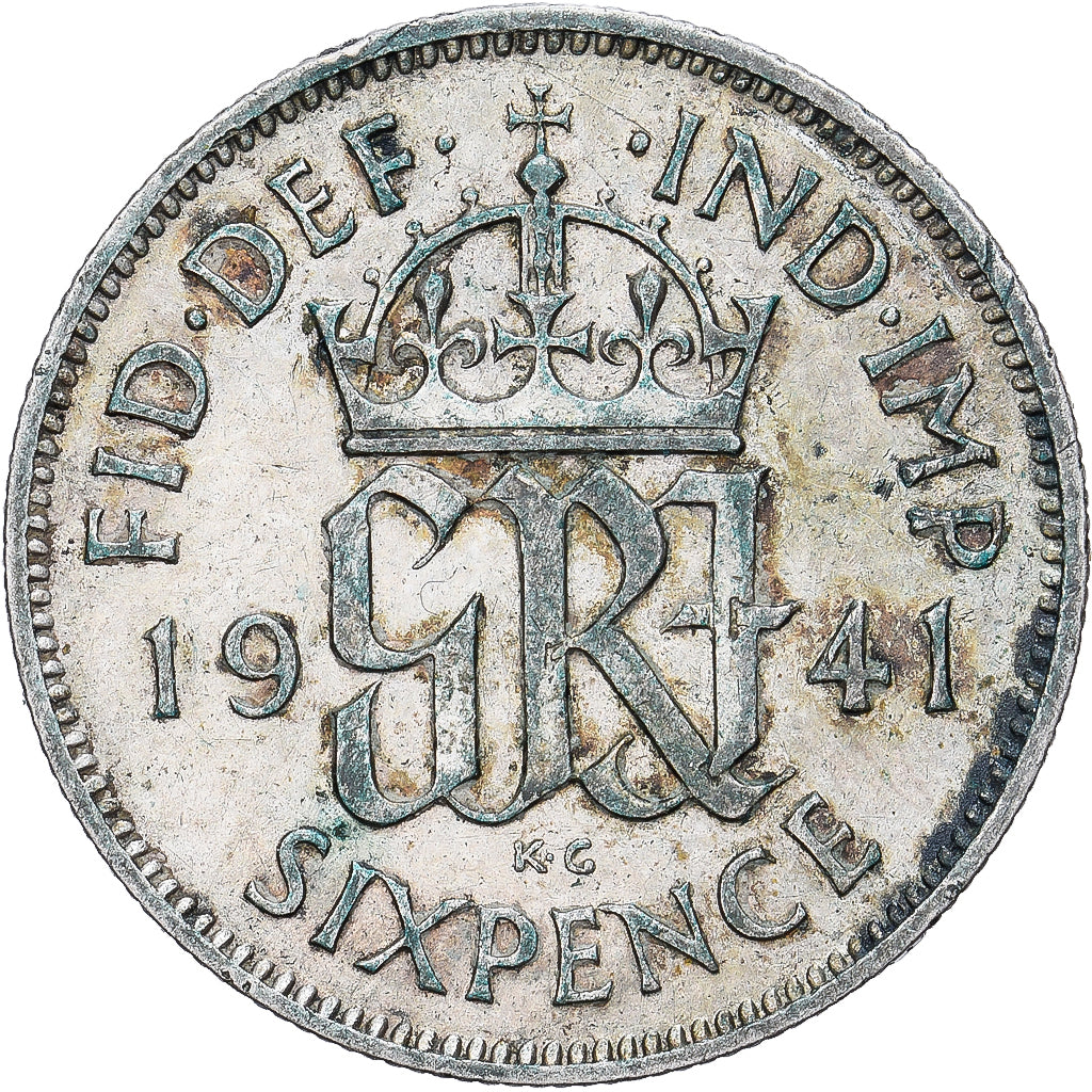 Great Britain, George VI, 6 Pence, 1941, Silver, VF(20-25), KM:852