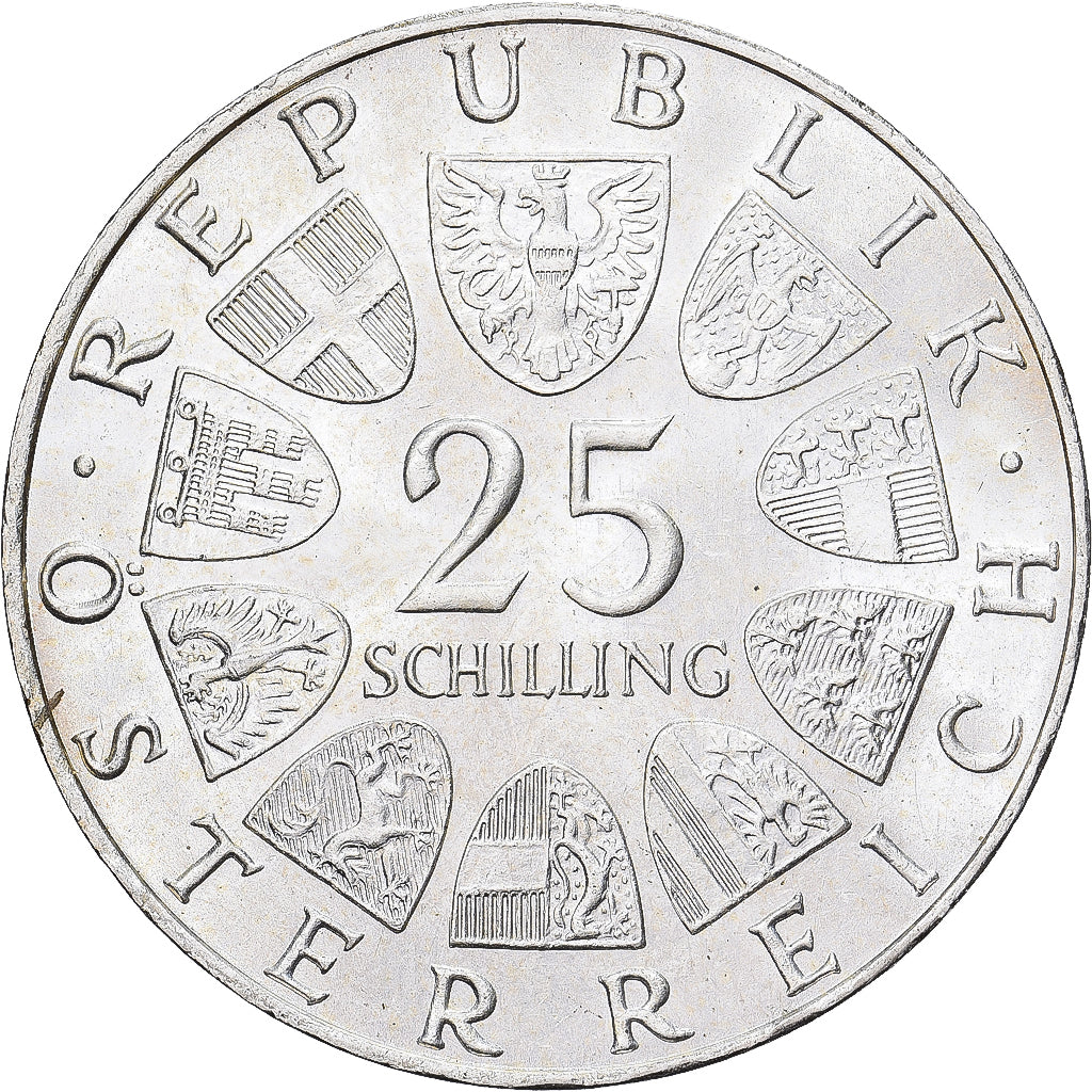 Áustria, 25 Schilling, 1969, Prata, AU(50-53), KM:2905