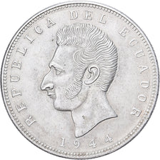 Equador, 5 Sucres, Cinco, 1944, Mexico City, Prata, EF(40-45), KM:79