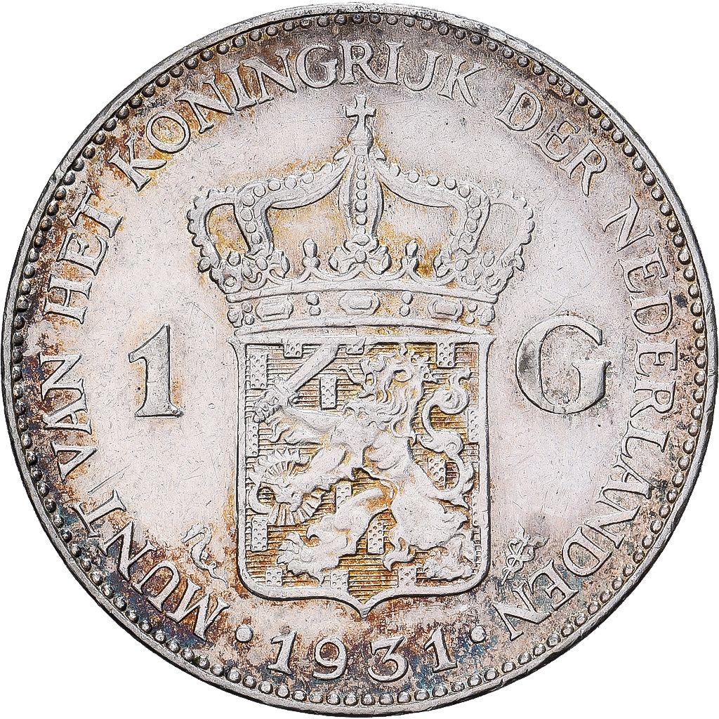 Netherlands, Wilhelmina I, Gulden, 1931, Silver, AU(50-53), KM:161.1