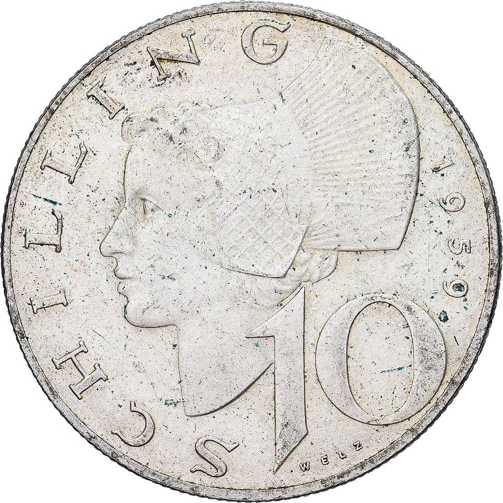 Austria, 10 Schilling, 1959, Silver, EF(40-45), KM:2882