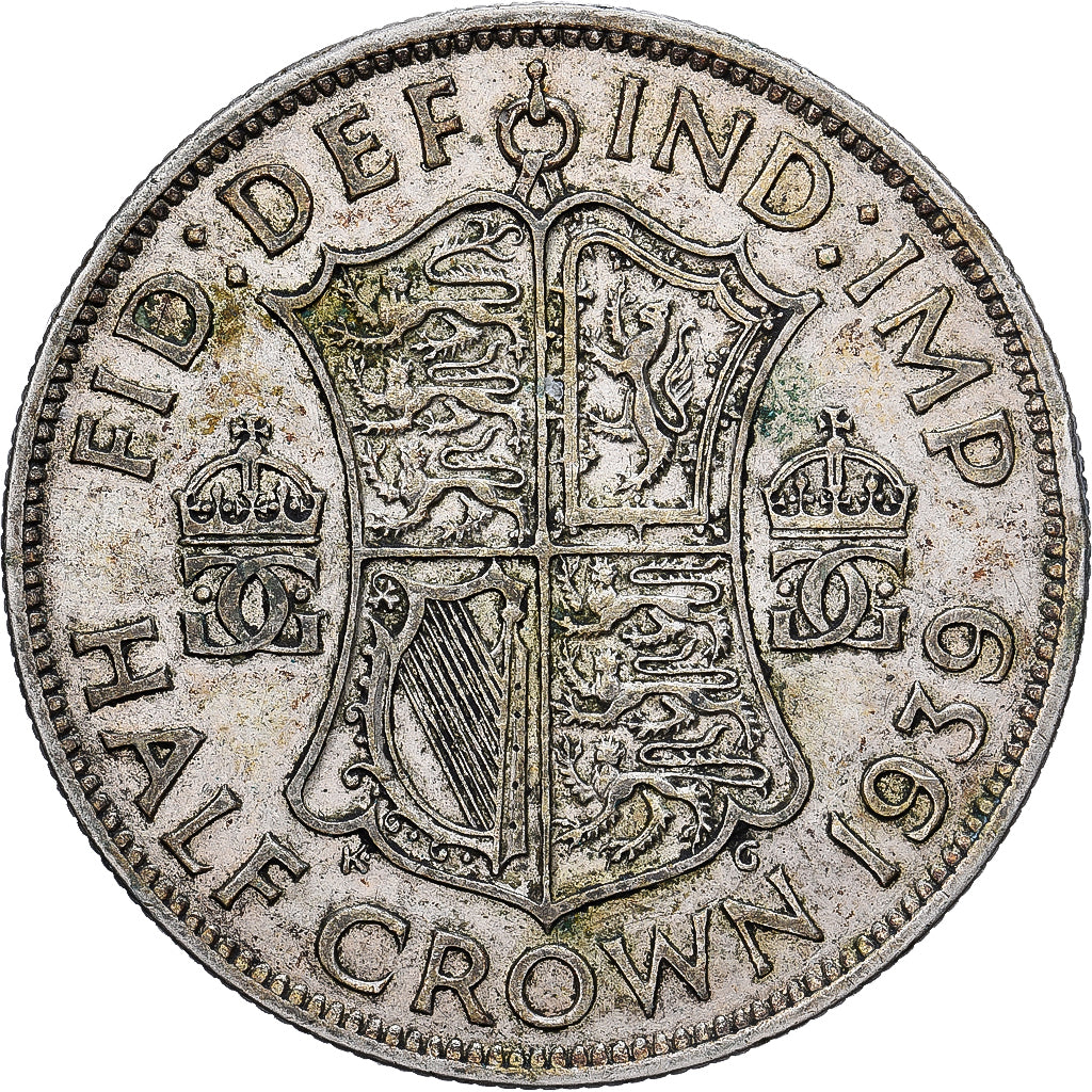 Grande-Bretagne, George VI, 1/2 Crown, 1939, Argent, TB, KM:856