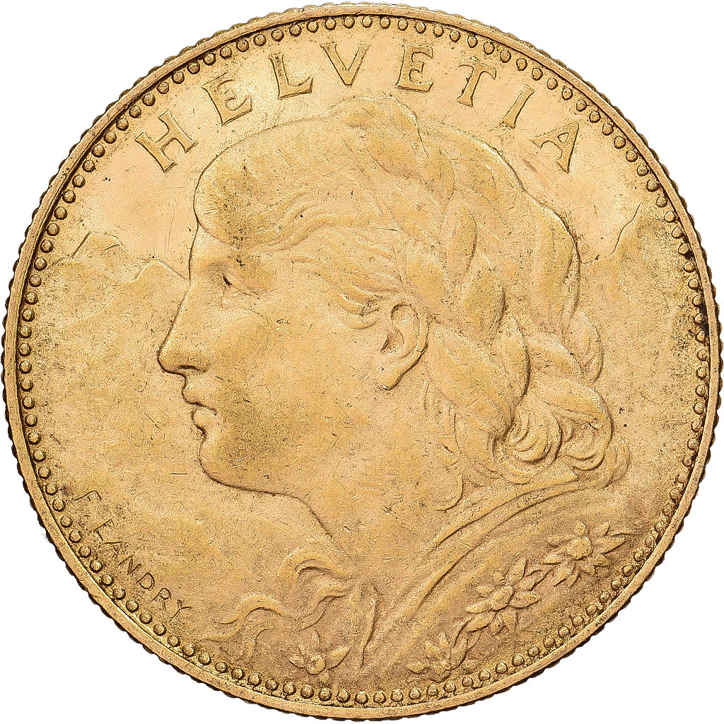 Svizzera, 10 Francs, 1913, Bern, Oro, BB+, KM:36