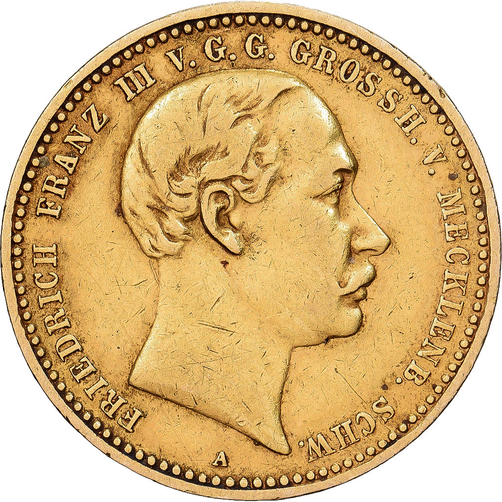 Estados Alemães, MECKLENBURG-SCHWERIN, Friedrich Franz III, 10 Mark, 1890