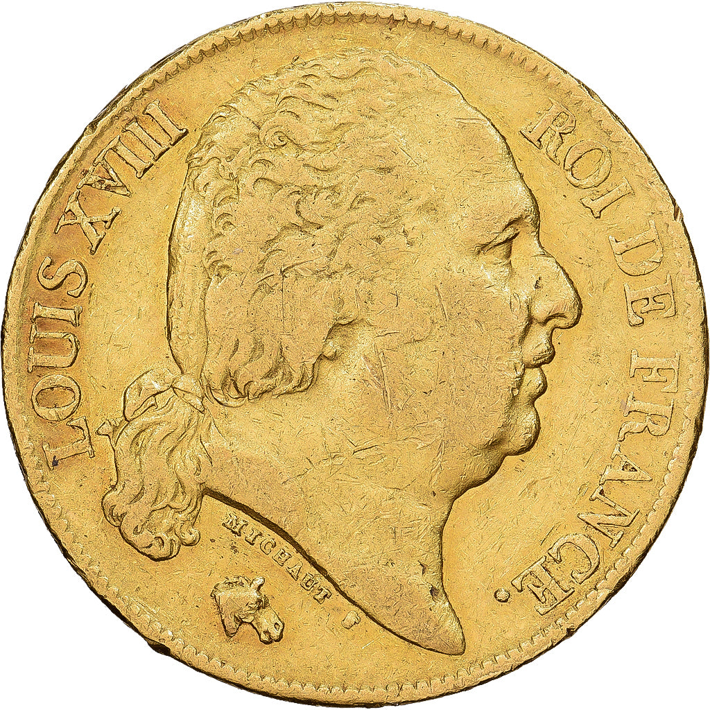 France, Louis XVIII, 20 Francs, Louis XVIII, 1819, Paris, Gold, VF(30-35)