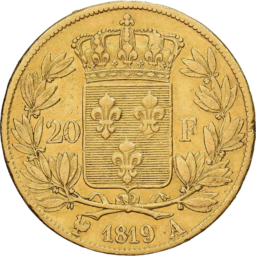 France, Louis XVIII, 20 Francs, Louis XVIII, 1819, Paris, Gold, VF(30-35)