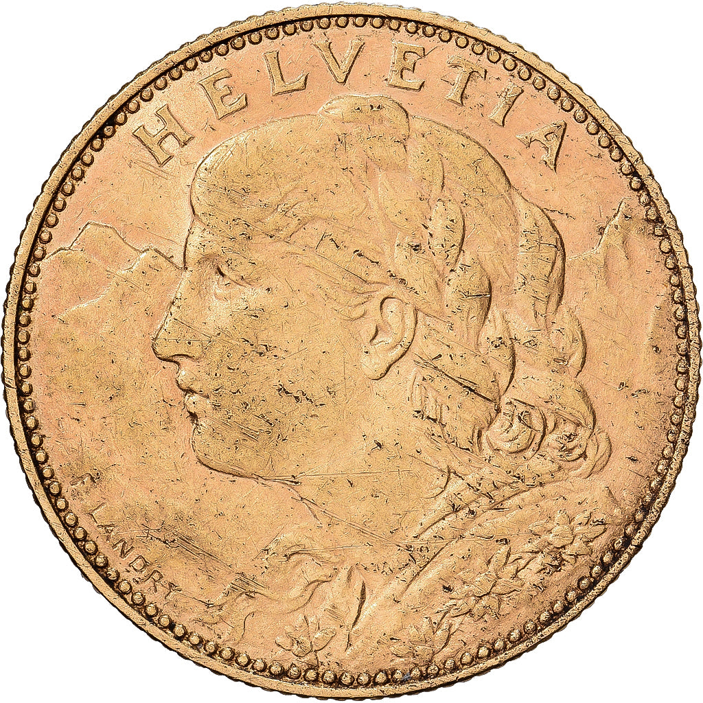 Svizzera, 10 Francs, 1912, Bern, Oro, MB+, KM:36