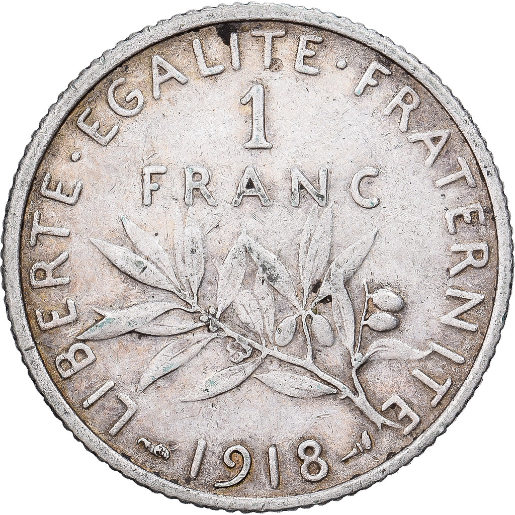 France, Franc, Semeuse, 1918, Paris, Silver, MS(60-62), KM:844.1