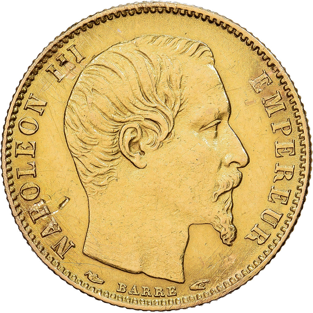 França, Napoleon III, 5 Francs, Napoléon III, 1855, Paris, Dourado, VF(30-35)