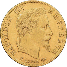 França, Napoleon III, 5 Francs, Napoléon III, 1865, Strasbourg, Dourado
