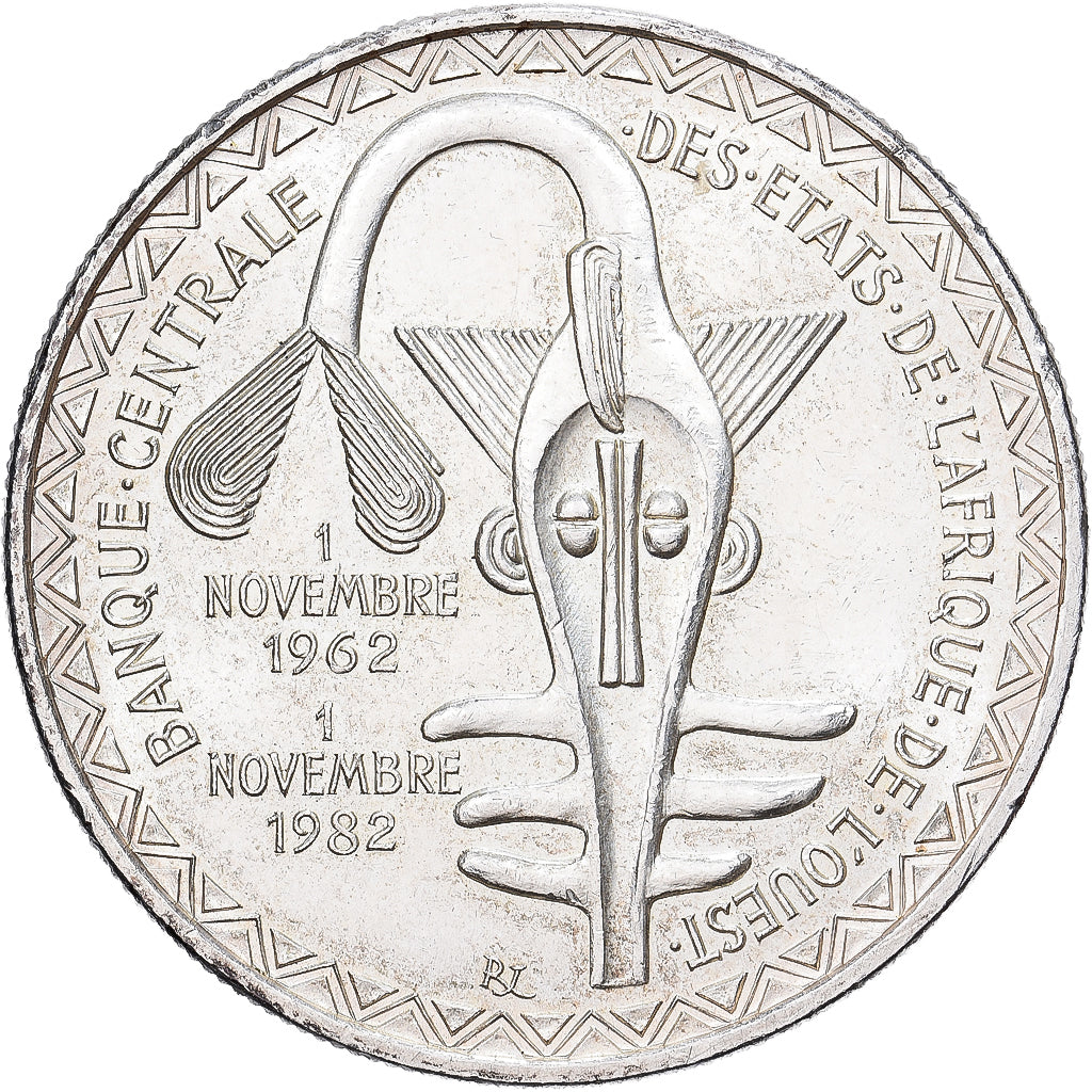 West Afrikaanse Staten, 5000 Francs, 1982, Zilver, PR, KM:11