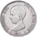 Spanien, Alfonso XIII, 5 Pesetas, 1891, Madrid, Silber, S, KM:689
