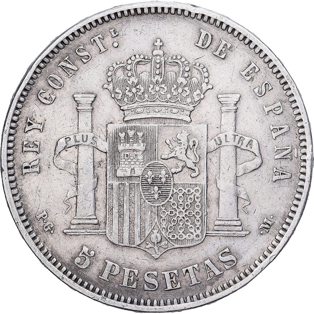 Spanien, Alfonso XIII, 5 Pesetas, 1891, Madrid, Silber, S, KM:689