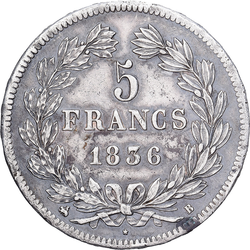 France, 5 Francs, Louis-Philippe, 1836, Rouen, Argent, TTB, KM:749.2