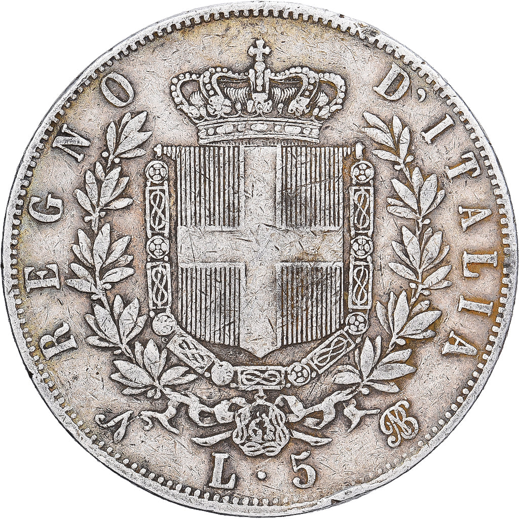 Italia, Vittorio Emanuele II, 5 Lire, 1864, Naples, Argento, MB+, KM:8.2