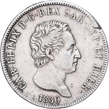 ESTADOS ITALIANOS, SARDINIA, Carlo Felice, 5 Lire, 1830, Torino, Prata