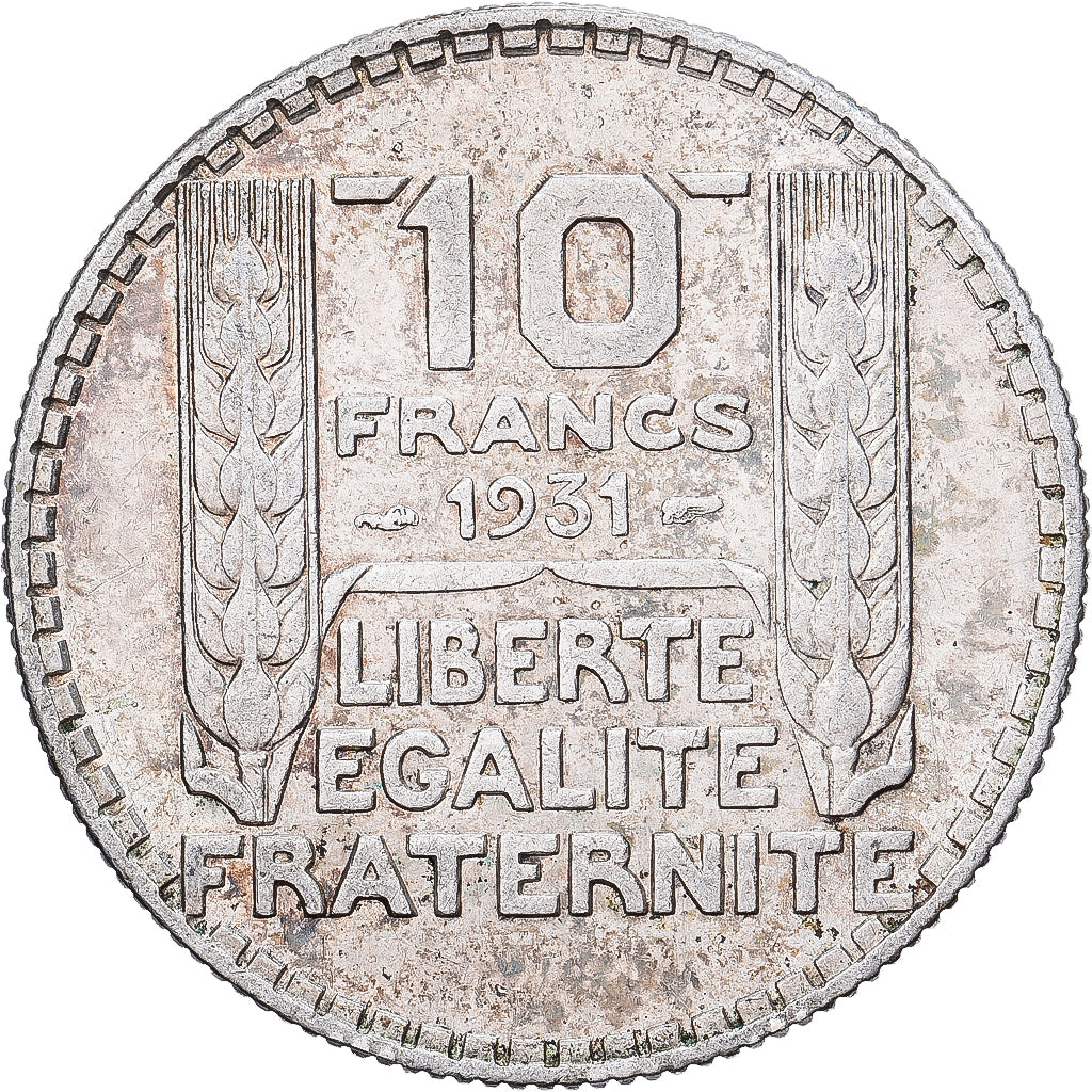França, 10 Francs, Turin, 1931, Paris, Prata, AU(55-58), KM:878
