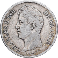 Francja, 5 Francs, Charles X, 1828, Paris, Srebro, VF(20-25), KM:728.1