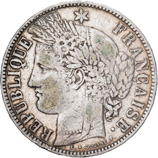 Francia, 5 Francs, Cérès, 1871, Bordeaux, Argento, MB, KM:818.2
