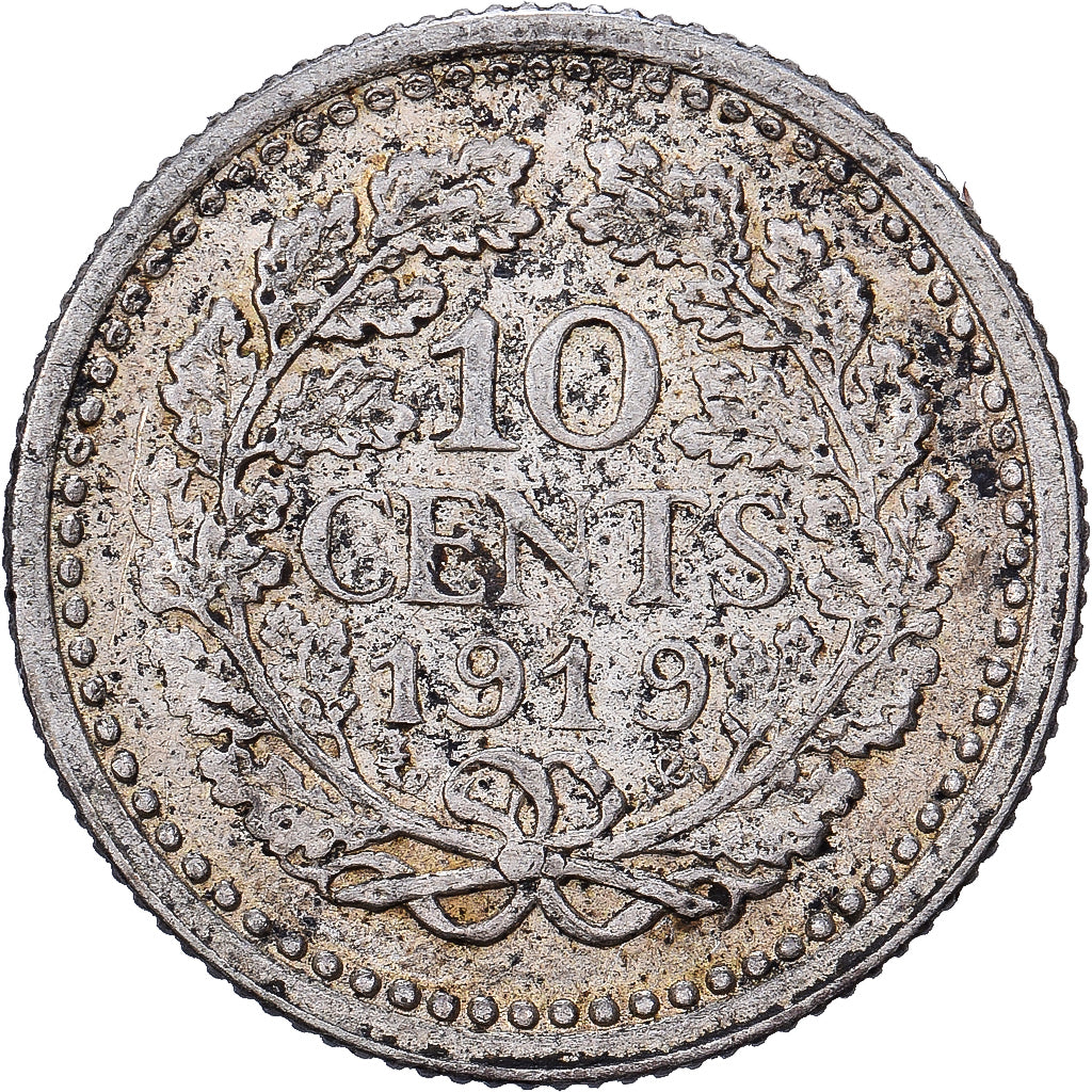 Nederland, Wilhelmina I, 10 Cents, 1919, Utrecht, Zilver, ZF, KM:145
