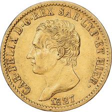 DEPARTAMENTY WŁOSKIE, SARDINIA, Carlo Felice, 20 Lire, 1827, Torino, Złoto