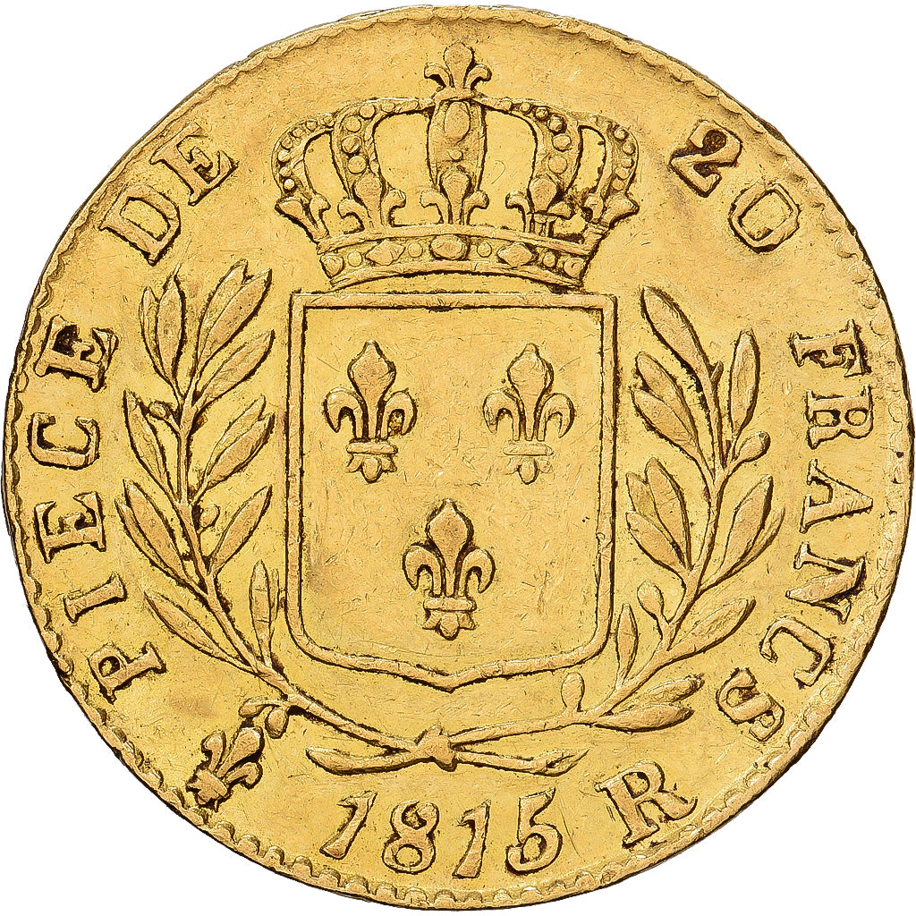 Francja, 20 Francs, 1815, London, Złoto, EF(40-45), KM:1