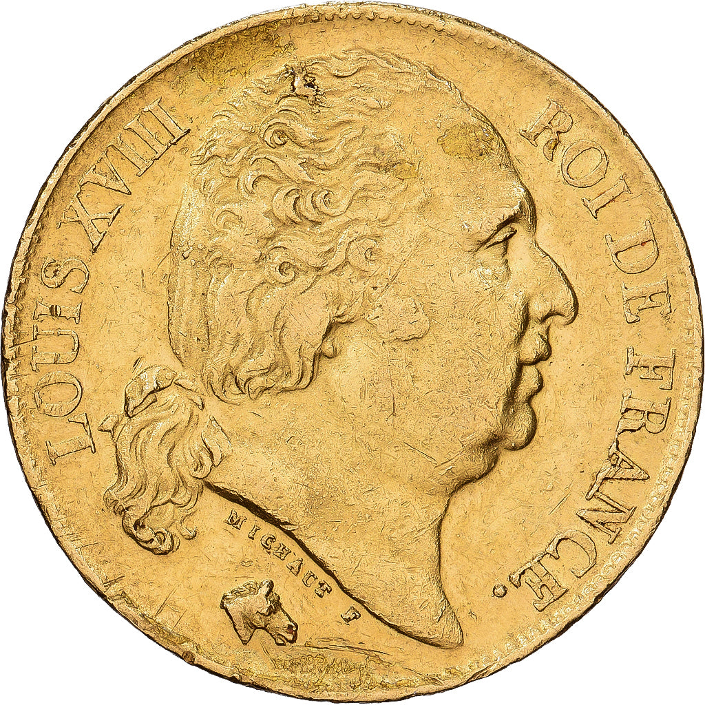 Francia, Louis XVIII, 20 Francs, Louis XVIII, 1817, Paris, Oro, BC+, KM:712.1