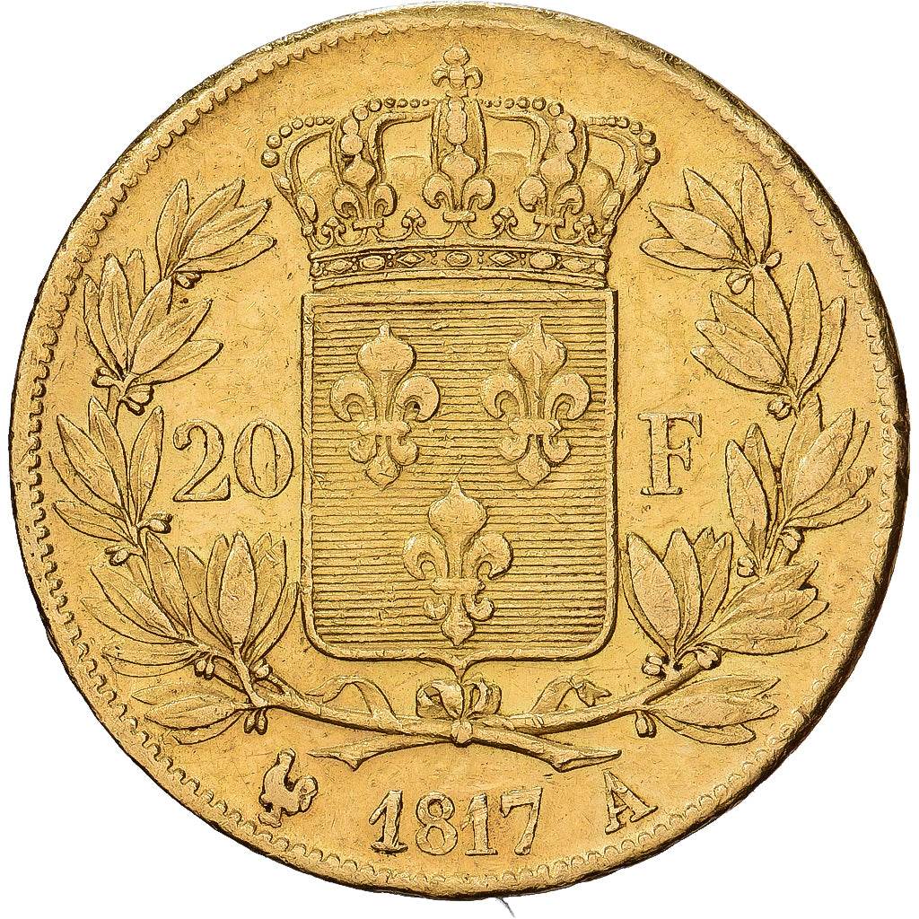 Francia, Louis XVIII, 20 Francs, Louis XVIII, 1817, Paris, Oro, BC+, KM:712.1
