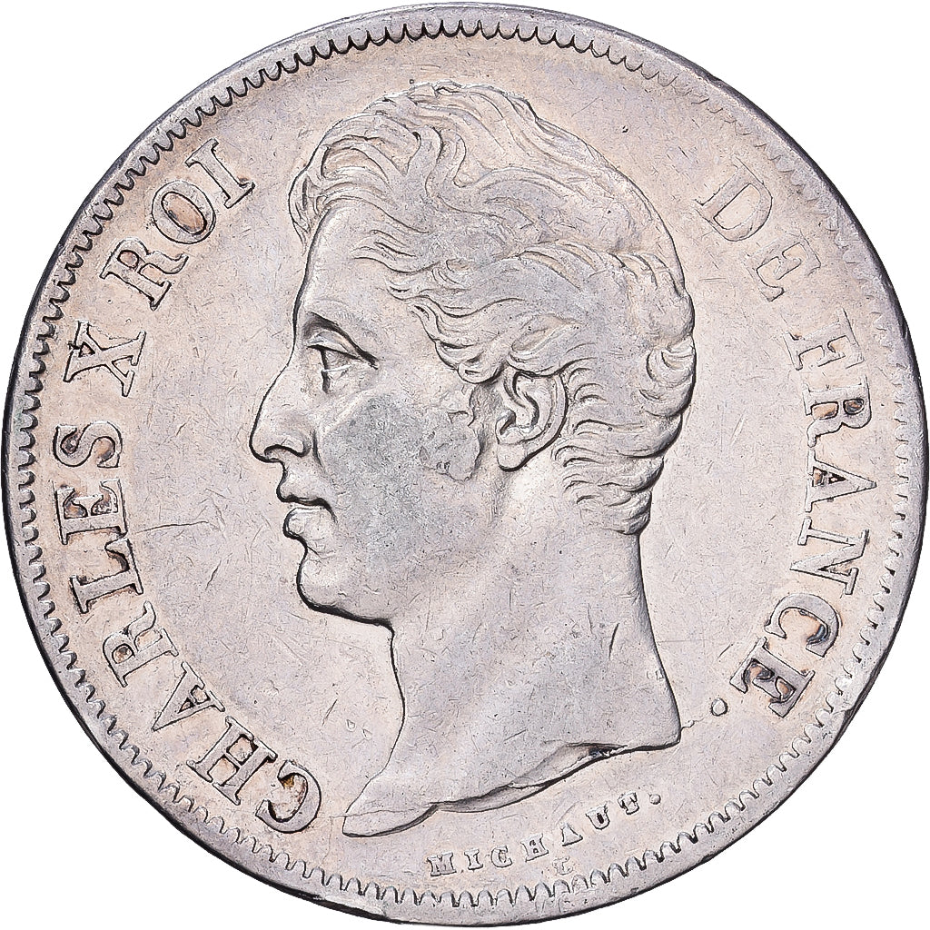 Frankreich, 5 Francs, Charles X, 1828, Lyon, Silber, SS, KM:728.4