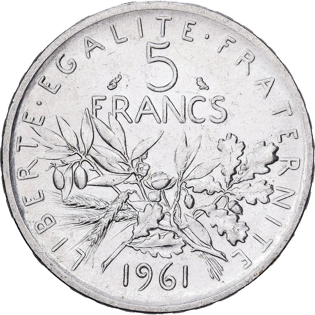 Frankrijk, 5 Francs, Semeuse, 1961, Zilver, PR, KM:926