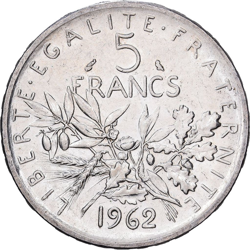 Frankrijk, 5 Francs, Semeuse, 1962, Zilver, PR, KM:926