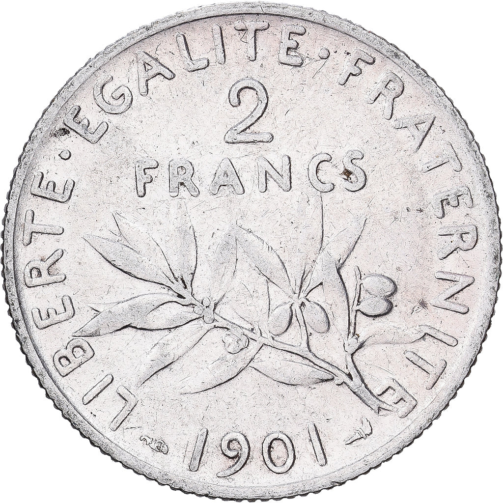 Frankrijk, 2 Francs, Semeuse, 1901, Paris, Zilver, FR+, KM:845.1