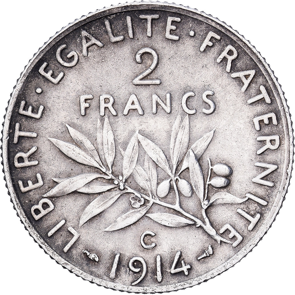 Frankreich, 2 Francs, Semeuse, 1914, Castelsarrasin, Silber, SS+, KM:845.2
